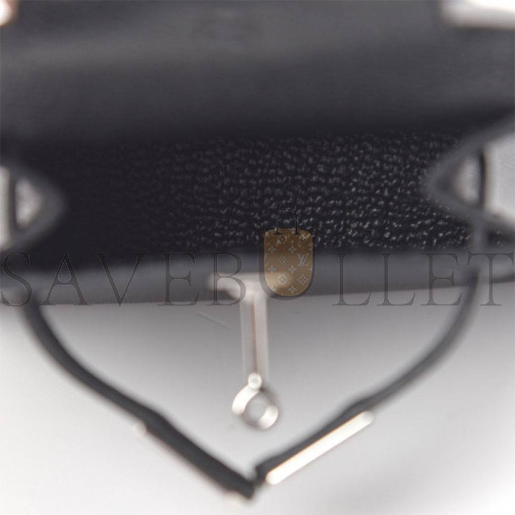 H**mes tadelakt mini kelly twilly bag charm black (3*3cm)